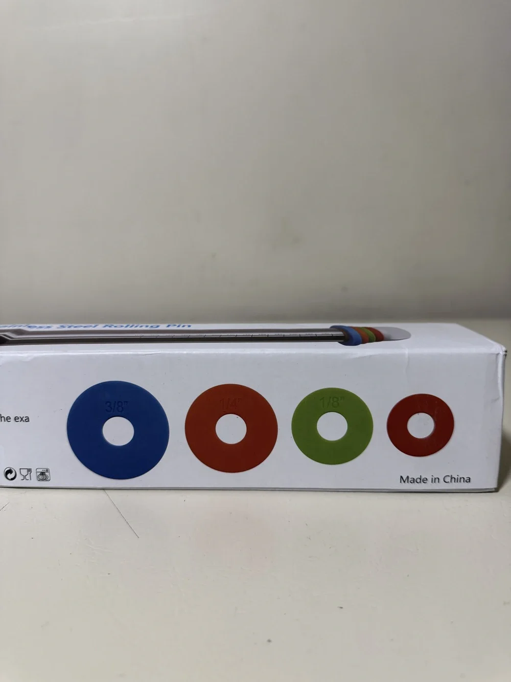Adjustable Stainless Steel Rolling Pin 17 in 4 Thickness Discs Engraved